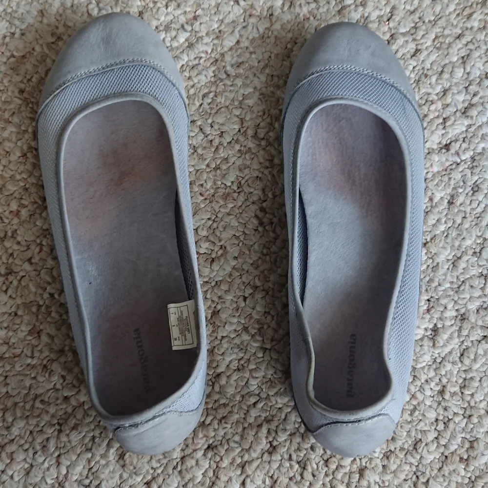 Patagonia Maha gray Breathe Black Nubuck Leather Ballet Flats size 7